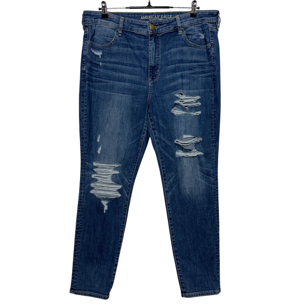 American Eagle Outfitters Dark Blue Distressed Jeggings